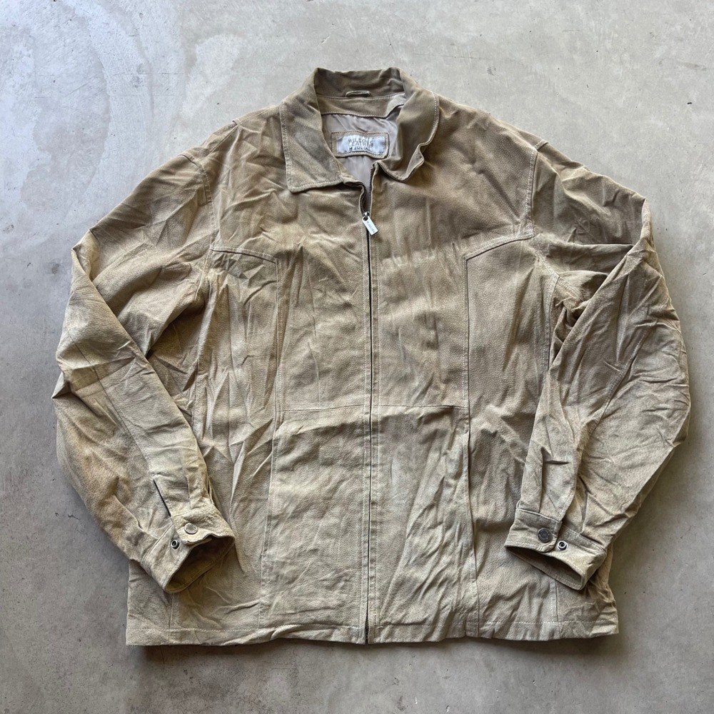 Wilsons Leather XXL Julian Mens Tan Suede Full Zip Jacket Vintage Bomber